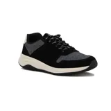 Championes deportivos Br Sport, color negro con detalles en gris y suela color crema.