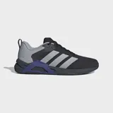 Championes de entrenamiento Adidas Dropset Control, de color negro con detalles en gris y soporte de TPU en color violeta en el talón. Cuenta con exterior de malla transpirable y suela de caucho.