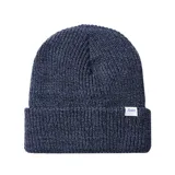 Gorro de lana tejido color azul marino con etiqueta de la marca Katin en el borde.