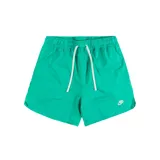 Short de baño color verde agua con cintura elástica ajustable con cordón blanco y logo de Nike bordado en blanco en la pierna derecha.