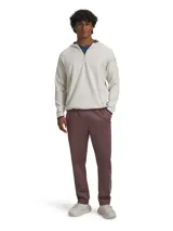 Buzo deportivo Under Armour con media cremallera y capucha, color gris claro, con bolsillos laterales con cierre y ribetes en contraste.