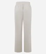 Pantalón de corte recto con cintura elástica y lazo de ajuste frontal. Confeccionado en tejido modal con caída fluida y estructura cómoda.