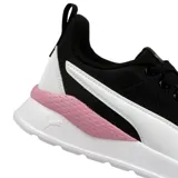 Championes Puma Anzarun Lite de mujer, color negro con detalles en blanco y rosa. Confeccionados en malla respirable y entresuela de EVA amortiguadora.