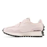 Championes urbanos New Balance modelo 327, color rosado con detalles en plateado. Presentan un diseño inspirado en modelos clásicos de running, con empeine de gamuza y malla, logo N lateral sobredimensionado y suela con relieve inspirada en calzado de trail.