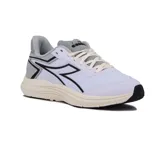 Championes deportivos Diadora Snipe 3 de color blanco con detalles en gris y negro, con el logotipo de la marca en el lateral.