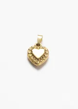 Dije de acero quirúrgico dorado con forma de corazón facetado.