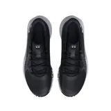 Championes de básquetbol Under Armour modelo Jet 23, color negro con entresuela gris y suela con diseño estampado en blanco y negro.