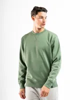 Buzo negro de felpa con cuello redondo y mangas largas.