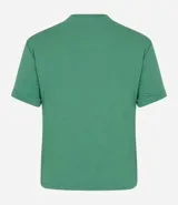 Blusa básica de cuello redondo y manga corta con detalle de dobladillo plegado. Confeccionada en tejido de viscosa con spandex, ofrece un ajuste cómodo y versátil.