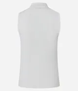 Blusa de punto acanalado color blanco, sin mangas y con cuello alto, de corte ajustado al cuerpo.