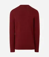 Suéter masculino de cuello redondo y manga larga, confeccionado en malla de viscosa y poliamida con textura de cuadros grid.