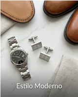 Gemelos de acero con diseño de rombos satinados en acabado mate y brillante.