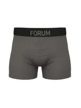Boxer de hombre color gris oscuro, corte ajustado y pretina elástica negra con la marca "FORUM" en gris claro.