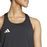 Musculosa deportiva Adidas Adizero Essentials, color negro, con espalda cruzada (racerback) y logo de alto rendimiento en el pecho.