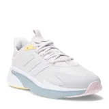 Championes Adidas AlfaEdge, color gris con detalles en blanco y amarillo lima, ideales para running.