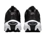Championes Nike Air Max Portal de diseño urbano, con capellada de malla negra y refuerzos sintéticos. Presentan una entresuela blanca con tecnología Air Max visible en el talón y suela de goma negra.