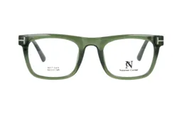 Armazón de lentes Nazareno Corsini modelo 6017, de diseño rectangular con marco de acetato en color verde traslúcido y detalles metálicos en las esquinas.