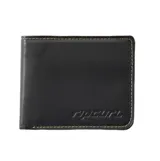 Billetera Rip Curl Dosed Rfid Slim de cuero color negro, con costuras en contraste y logo de la marca grabado en la parte inferior.