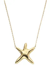 Collar de aleación de metales bañado en oro 18k con dije de estrella de mar.