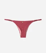 Bombacha de bikini colaless de microfibra, con diseño tipo string de laterales finos y estampado de cuadros vichy.
