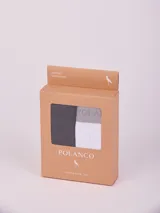 Pack de dos boxers Polanco, uno en color negro y otro en color blanco, ambos con cintura elástica gris con el nombre de la marca grabado.