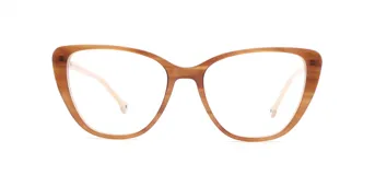 Armazón para lentes de acetato color marrón con forma de ojo de gato.