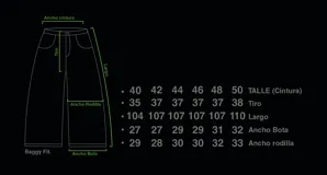 Pantalón de jean azul oscuro con efecto desgastado, corte mega baggy de tiro alto y pierna ancha. Presenta cinco bolsillos y botones personalizados.
