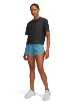 Short deportivo Under Armour Vanish 2 en 1, color azul, con diseño de doble capa que incluye un short exterior ligero y un short de compresión integrado. Cuenta con cintura ancha y plana para mayor ajuste.