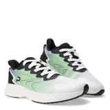 Championes deportivos negros con suela blanca, cordones negros y logo de la marca en blanco en el lateral.