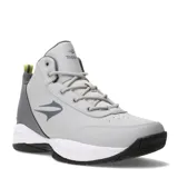 Championes deportivos Topper modelo Candun CS de corte medio, confeccionados en material sintético color gris con detalles en gris oscuro y blanco. Presentan cierre de cordones, suela de goma antideslizante y logo de la marca en el lateral y la lengüeta.