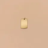 Dije tipo medalla rectangular de oro 10k con acabado pulido y superficie lisa, ideal para personalizar con grabado.