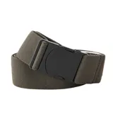 Cinto Rip Curl de tejido elástico en color verde militar, con hebilla de plástico negro tipo traba.