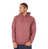 Canguro Rip Curl Vaporcool de color rosa melange, con capucha ajustable mediante cordones estampados, bolsillo frontal tipo canguro y pequeño logo bordado en el pecho.
