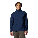 Campera softshell Columbia modelo Ascender Soft Shell, color azul marino, con cuello alto, cierre frontal completo y bolsillos laterales y en el pecho con cierre.