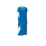 Conjunto deportivo Joma para básquet, compuesto por camiseta sin mangas y short. Diseño en color azul con detalles en blanco.
