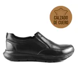 Zapato casual Hi-Tec Brock de cuero negro, sin cordones, con elásticos laterales y suela de goma.