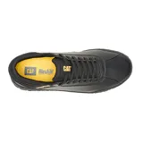 Zapatillas Caterpillar Hex de cuero negro, con cordones y suela de goma con diseño hexagonal.