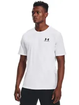 Remera de manga corta Under Armour, color blanco, con cuello redondo y logo de la marca estampado en pequeño en el pecho.