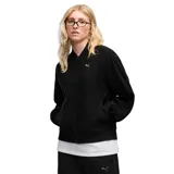 Campera deportiva Puma Full Zip Jacket de color negro, con cierre frontal completo, cuello tipo bomber y el logotipo de la marca sutilmente bordado en el pecho.
