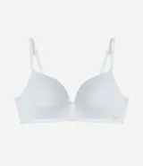 Soutien básico de microfibra color marrón, con relleno triangular suave, sin aro, con detalle en los laterales, espalda doble y tirantes finos regulables.