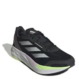 Championes de running Adidas Duramo Speed, color negro con detalles en gris y verde neón. Presentan una parte superior de malla transpirable y entresuela con tecnología Lightstrike para una amortiguación reactiva.