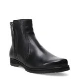 Botas de caña baja marca Bottero, confeccionadas en cuero negro con textura granulada. Presentan cierre lateral metálico y suela de goma con relieve antideslizante.