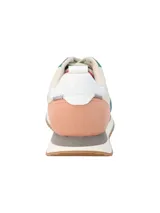 Championes casuales Hush Puppies modelo Bliss Sun, con diseño de paneles en colores verde, beige y salmón. Presentan cierre con cordones, suela con tecnología memory foam y base de goma dentada.