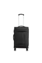 Valija de viaje Discovery de 28 pulgadas, color negro, con sistema de ruedas dobles spinner 360 grados, carro resistente, candado incorporado, sujeción interna y cierre expansible.