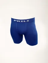 Boxer largo azul de microfibra liso sin costuras, confeccionado en poliamida y elastano.
