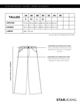 Pantalón wide leg negro de gabardina rígida, tiro medio y calce extra relaxed.