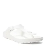 Sandalias tipo ojota Birkenstock modelo Gizeh, color blanco, fabricadas en material sintético ligero y resistente al agua, con hebilla ajustable y plantilla anatómica.