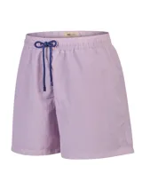 Short de baño lila de la marca RKF, con pretina elástica y cordón ajustable de color azul oscuro con terminales metálicas. Incorpora tecnología REACTIVE que revela un estampado al entrar en contacto con el agua.