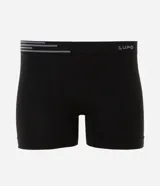 Kit de dos calzoncillos tipo bóxer marca Lupo, confeccionados en microfibra. Incluye un bóxer negro y uno gris con cintura elástica con logo de la marca.