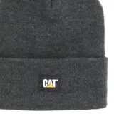 Gorro beanie Caterpillar de punto acanalado color negro, con vuelta y parche frontal de goma con el logo de la marca.
